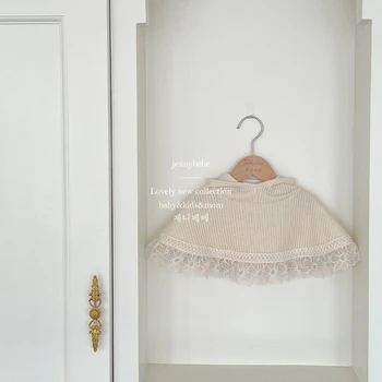 Осенний кружевной плащ для младенцев 2023, кружевная шаль с капюшоном для маленьких девочек, верхняя одежда
