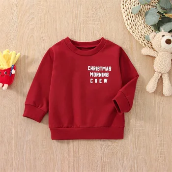 От 0 до 5 лет, рождественские детские футболки для девочек и мальчиков, пуловер с длинными рукавами и буквенным принтом, осенние толстовки, топы