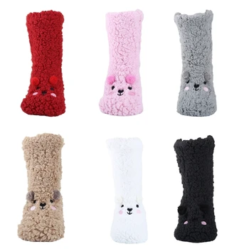 Плюшевые теплые зимние пушистые носки, мультяшные носки до щиколотки, Домашние тапочки, Носки T8NB