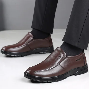 Повседневная обувь из натуральной кожи для мужчин, прогулочная обувь на плоской платформе, Уличная обувь, лоферы, дышащие кроссовки