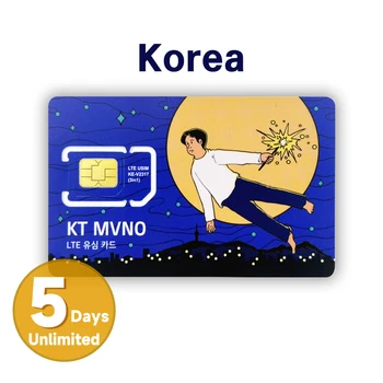 Предоплаченная SIM-карта для Korea Unlimited 5/6 / 7Days 4G LTETravel с возможностью многократного использования и поддержкой онлайн-пополнения (без сообщений и звонков)
