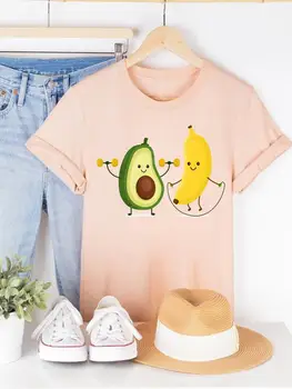 Прекрасные фрукты в стиле авокадо, Мода 90-х, Повседневные футболки с коротким рукавом, Женская летняя футболка с графическим принтом, футболка