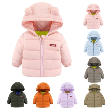 Пуховик для девочек, куртка, хлопковая верхняя одежда, ветровка 2023, Дешевый утепленный бархатный зимний теплый зимний комбинезон, детская одежда