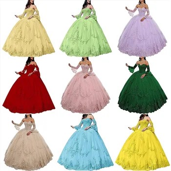 Разноцветное пышное платье в виде сердечка, сверкающее кружево Для 15 человек, вечернее платье для вечеринки, бальное платье для 16 человек, платье принцессы на день рождения 2025 г.