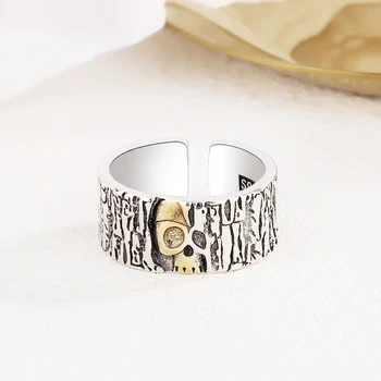 Ретро Тайский Серебряный хип-хоп череп, Горячая распродажа, Серебряное кольцо с изменяемым размером, Открывающее кольцо для женщин, модные ювелирные изделия