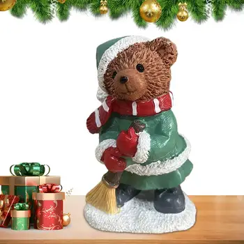 Рождественская настольная статуя Медведя, Фигурки медведей, украшение для домашнего декора, Подарок на Рождество, поделки, Фигурка для помещений и дисплей для снега