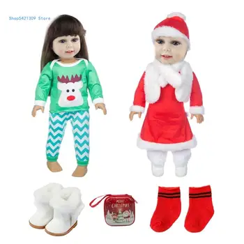 Рождественский комплект одежды для кукол-девочек 85WA для 18-дюймовых кукол, детский игрушечный наряд для девочек
