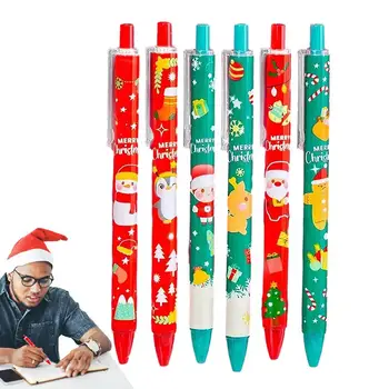 Рождественский набор ручек для письма, 6 ШТ, Гелевые ручки Санта-Клауса, Канцелярские принадлежности, День Рождения, Рождественский подарок, Нейтральная ручка для печати