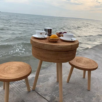 Садовая мебель для проживания в семье, обеденный стол и стулья из ротанга для апартаментов для отдыха на берегу моря