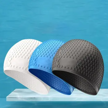 Силиконовая шапочка для плавания, Модная Защита ушей, Водонепроницаемая Шапочка для плавания, Высокоэластичные 3D Ультратонкие Шапочки Для мужчин и Женщин