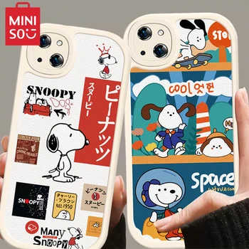 Силиконовый Чехол для Телефона Miniso Snoopy для Iphone 13 14Pro 15Promax Xsmax All-Inclusive Anti-Drop Чехол Для защиты Мобильного Телефона