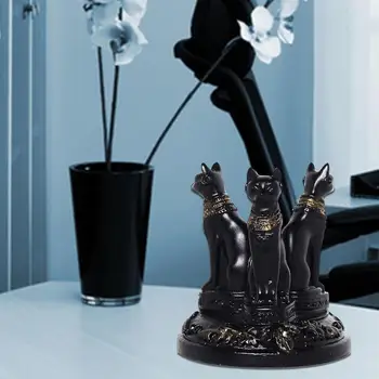 Статуи Богини-кошки Бастет, Черная смола, Подставка для показа Египетской кошки, Хрустальный шар, Держатель для домашнего настольного украшения, орнамент
