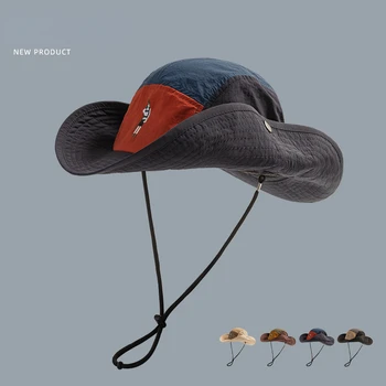 Темно-синяя уличная быстросохнущая панама, мужская и женская Тонкая солнцезащитная шляпа в японском стиле, тонкая дышащая походная шляпа для рыбалки