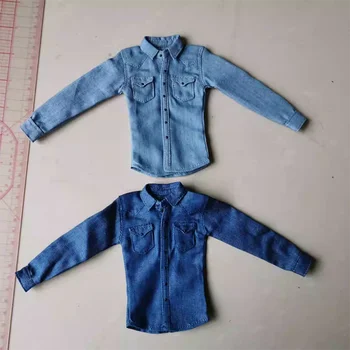 Трендовая модель джинсовой рубашки в обтяжку в масштабе 1/6, 12-дюймовая коллекция кукольной одежды и аксессуаров с узкими плечами, игрушки для показа
