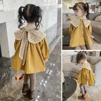 Тренчи для девочек, осенняя мода 2023, Корейская детская куртка, ветровка для девочек, детская одежда, верхняя одежда для маленьких девочек