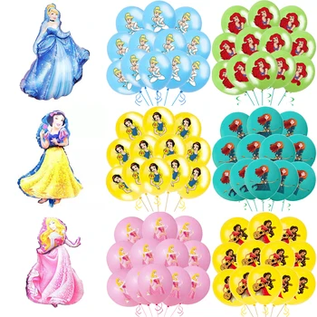 Украшение Дня рождения принцессы Диснея воздушным шаром для вечеринки в честь дня рождения принцессы Жасмин Ариэль Детский набор игрушек для душа 