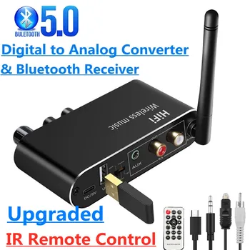 Цифро-аналоговый аудио ЦАП конвертер Адаптер Цифровой SPDIF Оптический коаксиальный с разъемом 3,5 мм 3.5 AUX Разъем RCA L / R Bluetooth 5.0 Ресивер