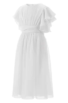 Шифоновое детское платье в цветочек, чисто белые платья для девочек, детское платье для девочек Bu10185