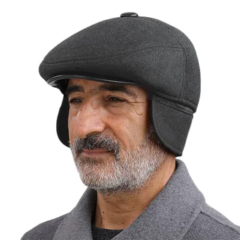 Шляпа для пожилых людей среднего возраста, мужская кепка для старика, кепка для дедушки, кепка для папы, осенне-зимняя утолщенная теплая шапка для защиты ушей, шляпа с утиным языком